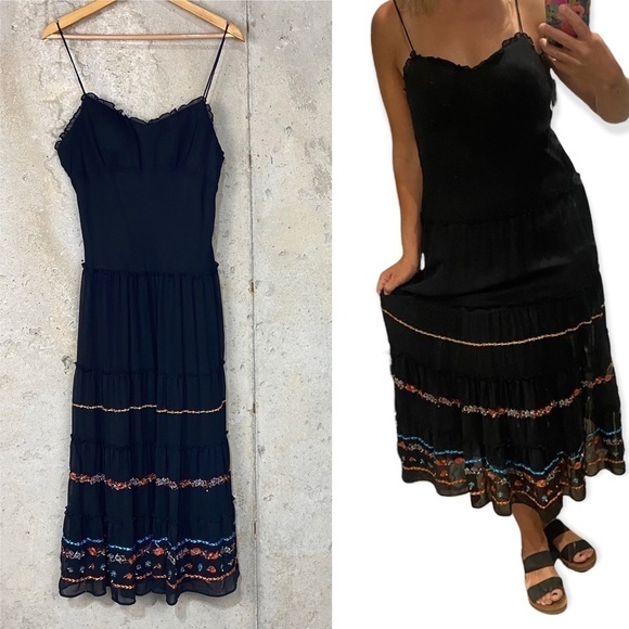 Jessica Howard Dresses & Skirts - Vintage 90s/Y2k Jessica Howard black bustier embroidered Hispanic inspired dress